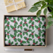 Papier Mousseline Baies de houx rouges (Cadeau)