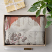 Papier Mousseline Baies Feuilles rouges Botanique (Cadeau)