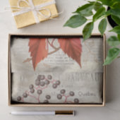 Papier Mousseline Baies Feuilles rouges Chute du feuillage Français  (Cadeau)