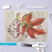 Papier Mousseline Baies Feuilles rouges Chute du feuillage Français  (Artisanat)