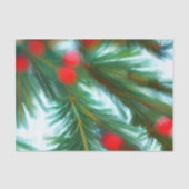 Papier Mousseline Baies rouges de Noël sur pins verts (Recto)
