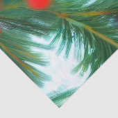 Papier Mousseline Baies rouges de Noël sur pins verts (Détail)