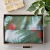 Papier Mousseline Baies rouges de Noël sur pins verts (Cadeau)