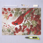 Papier Mousseline Baies rouges d'oiseaux du Cardinal Nord (Artisanat)