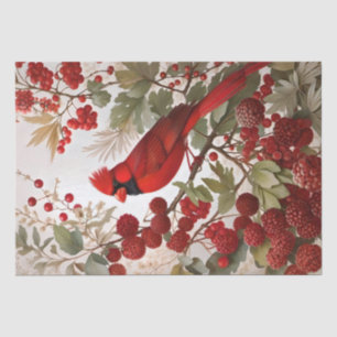 Papier Mousseline Baies rouges d'oiseaux du Cardinal Nord