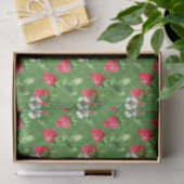 Papier Mousseline Baies rouges, Fleurs blanches (Cadeau)