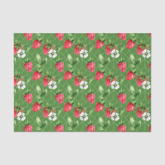 Papier Mousseline Baies rouges, Fleurs blanches (Recto)