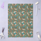 Papier Mousseline Baignade douce en Gouache Turquoise et orange (Artisanat)