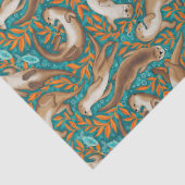 Papier Mousseline Baignade douce en Gouache Turquoise et orange (Détail)