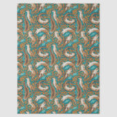 Papier Mousseline Baignade douce en Gouache Turquoise et orange (Recto)