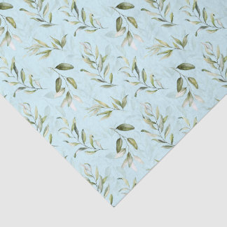 Papier Mousseline Bain de bébé garçon au feuillage vert et bleu pâle