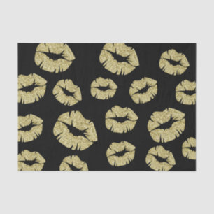 Papier Mousseline Baisers de Parties scintillant d'or en noir
