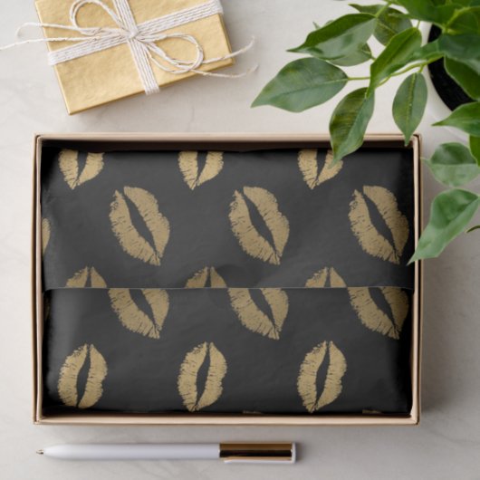 Papier Mousseline Baisers dorés (Cadeau)