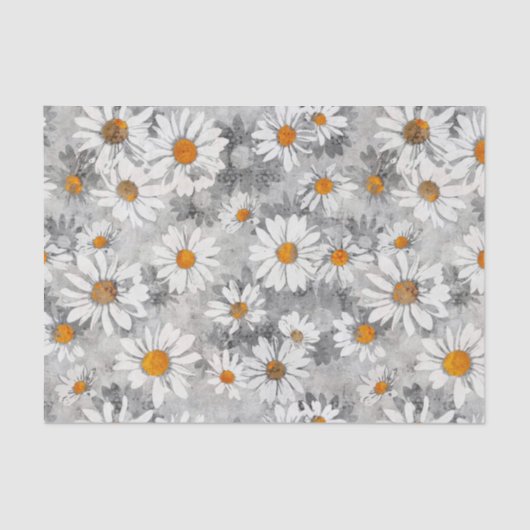 Papier Mousseline Baisson blanc sur motif floral argenté (Recto)