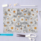 Papier Mousseline Baisson blanc sur motif floral argenté (Artisanat)