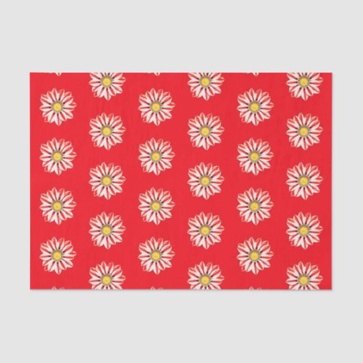 Papier Mousseline Baisy africain / Gazania Rouge et blanc rayé (Recto)