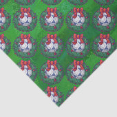 Papier Mousseline Bal de soccer blanc et bleu sur vert (Détail)