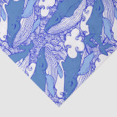 Papier Mousseline Baleine à bosse monochromatique bleue (Détail)