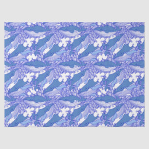 Papier Mousseline Baleine à bosse monochromatique bleue
