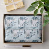 Papier Mousseline Baleine Béluga Bleue (Cadeau)