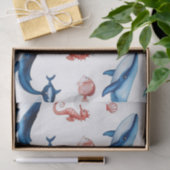 Papier Mousseline baleine blanche sirène marine baleine de requin an (Cadeau)