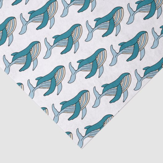 Papier Mousseline Baleine bleue mignonne enfants motif (Détail)