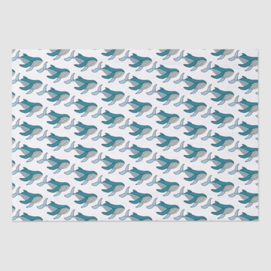 Papier Mousseline Baleine bleue mignonne enfants motif (Recto)