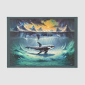 Papier Mousseline Baleine tueuse (Orca) dans le monde sous-marin gla (Recto)