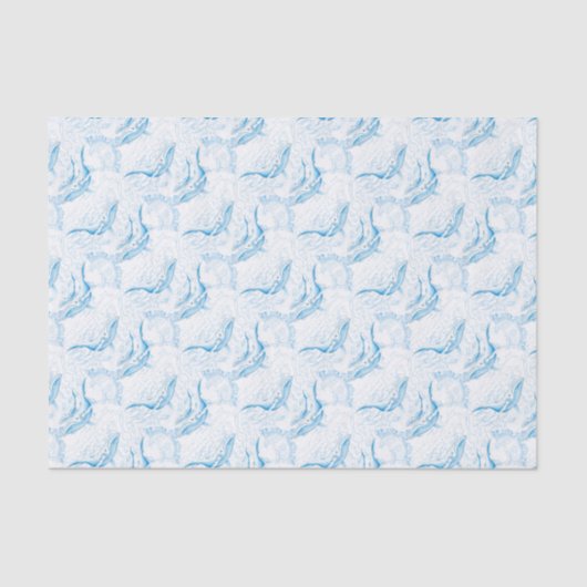 Papier Mousseline Baleines bleues Famille Blanc (Recto)