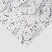 Papier Mousseline Baleines gris océanique (Détail)