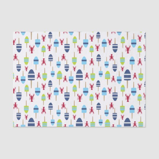 Papier Mousseline Balise nautique et homard de thème décorés d'un (Recto)