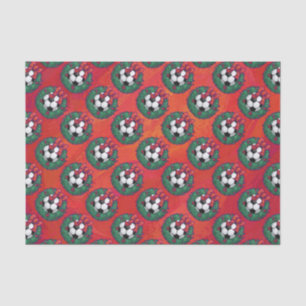 Papier Mousseline Balle de football en Motif de couronne sur rouge