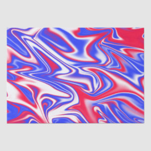 Papier Mousseline Balle patriotique : Marbre blanc rouge et bleu,