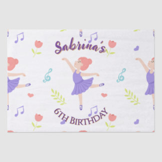 Papier Mousseline Ballerina colorée Motif d'anniversaire des filles