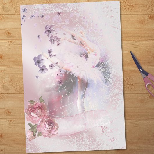 Papier Mousseline Ballerina Dance Florals ruban Découpage