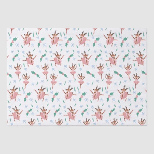 Papier Mousseline Ballerina Reindeer et Bows Noël (Recto)