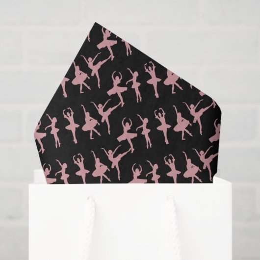 Papier Mousseline Ballet Dancers Ballerina Pattern Black (Sac cadeau)