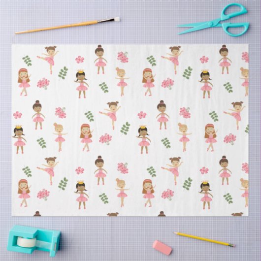 Papier Mousseline Ballet Pink Ballerinas Motif dansant (Artisanat)