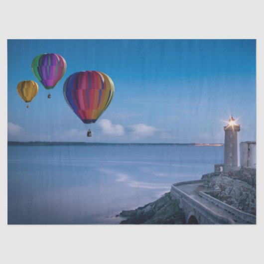 Papier Mousseline Ballons à air chaud Ocean Lighthouse Decoupage (Recto)