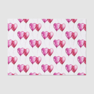Papier Mousseline Ballons Coeur Rose Blanc Anniversaire