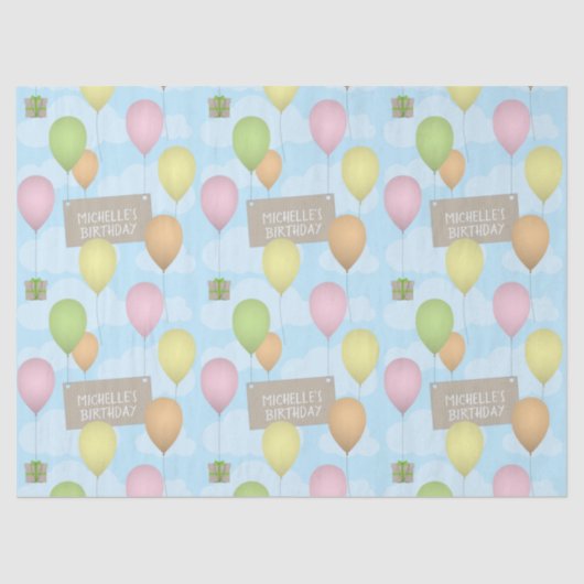 Papier Mousseline Ballons colorés Anniversaire Motif Tissu Papier (Recto)