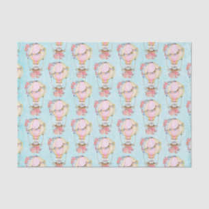 Papier Mousseline Ballons d'air chaud mignon avec Motif d'aquarelle