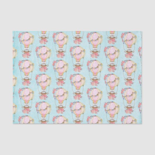 Papier Mousseline Ballons d'air chaud mignon avec Motif d'aquarelle  (Recto)