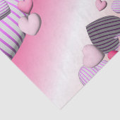 Papier Mousseline Ballons de coeur rose et blanc rayé Saint-Valentin (Détail)