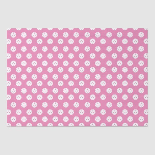 Papier Mousseline Ballons de Pickleball Motif rose blanc (Recto)