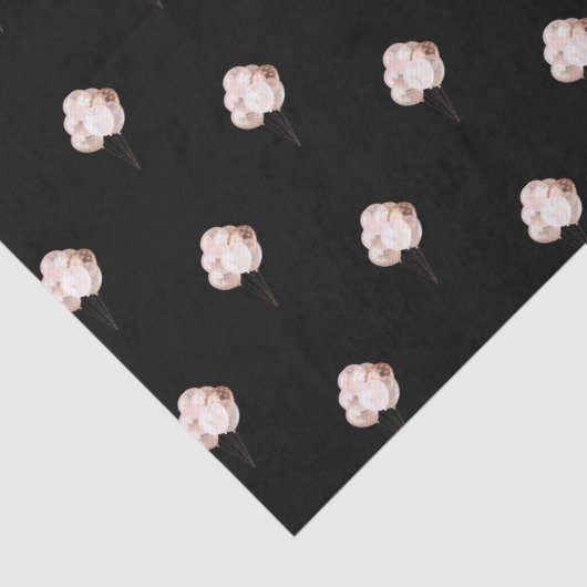 Papier Mousseline Ballons d'or noir rose (Détail)