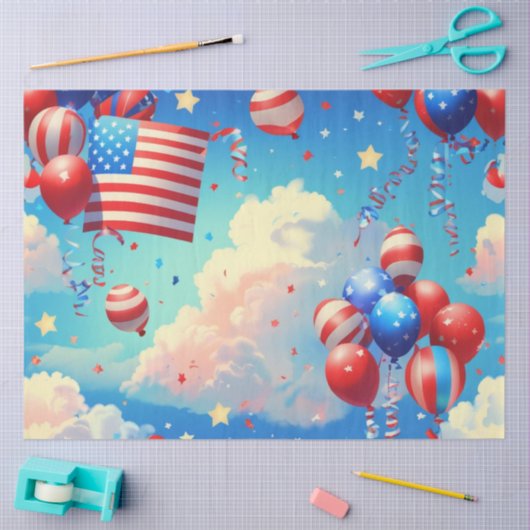 Papier Mousseline Ballons et Étoiles (Artisanat)