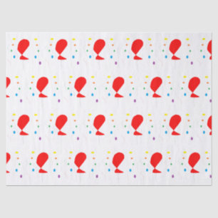 Papier Mousseline Ballons rouges avec motif confetti coloré