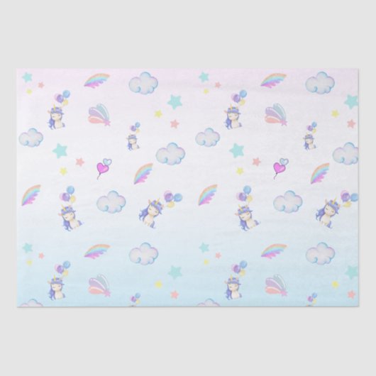 Papier Mousseline Ballons Unicorne arc-en-ciel fête d'anniversaire (Recto)