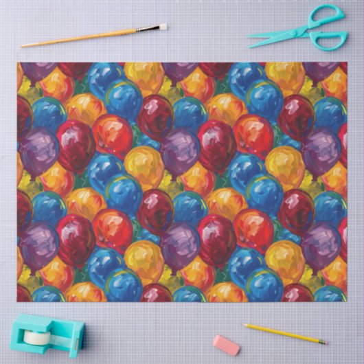 Papier Mousseline Ballons Vifs (Artisanat)